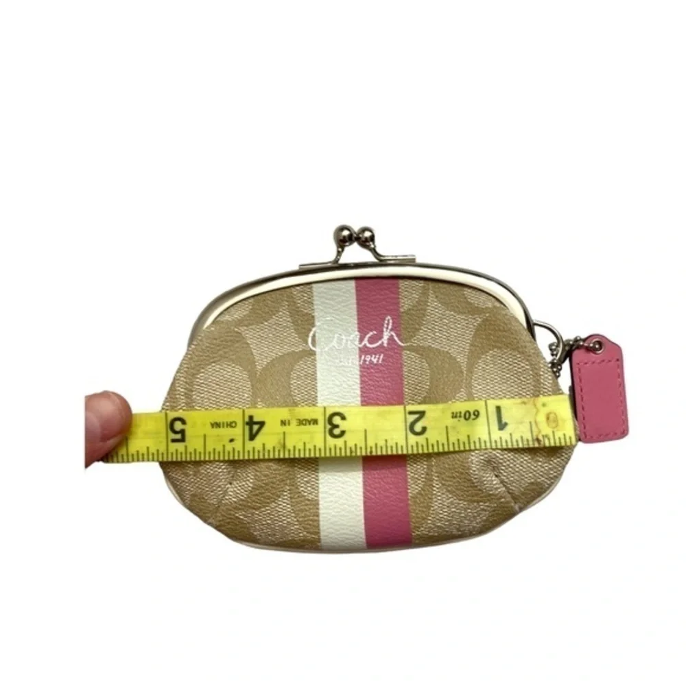 Coach signature c khaki legacy striped rate kisslock coin bag - Picture 4 of 5
